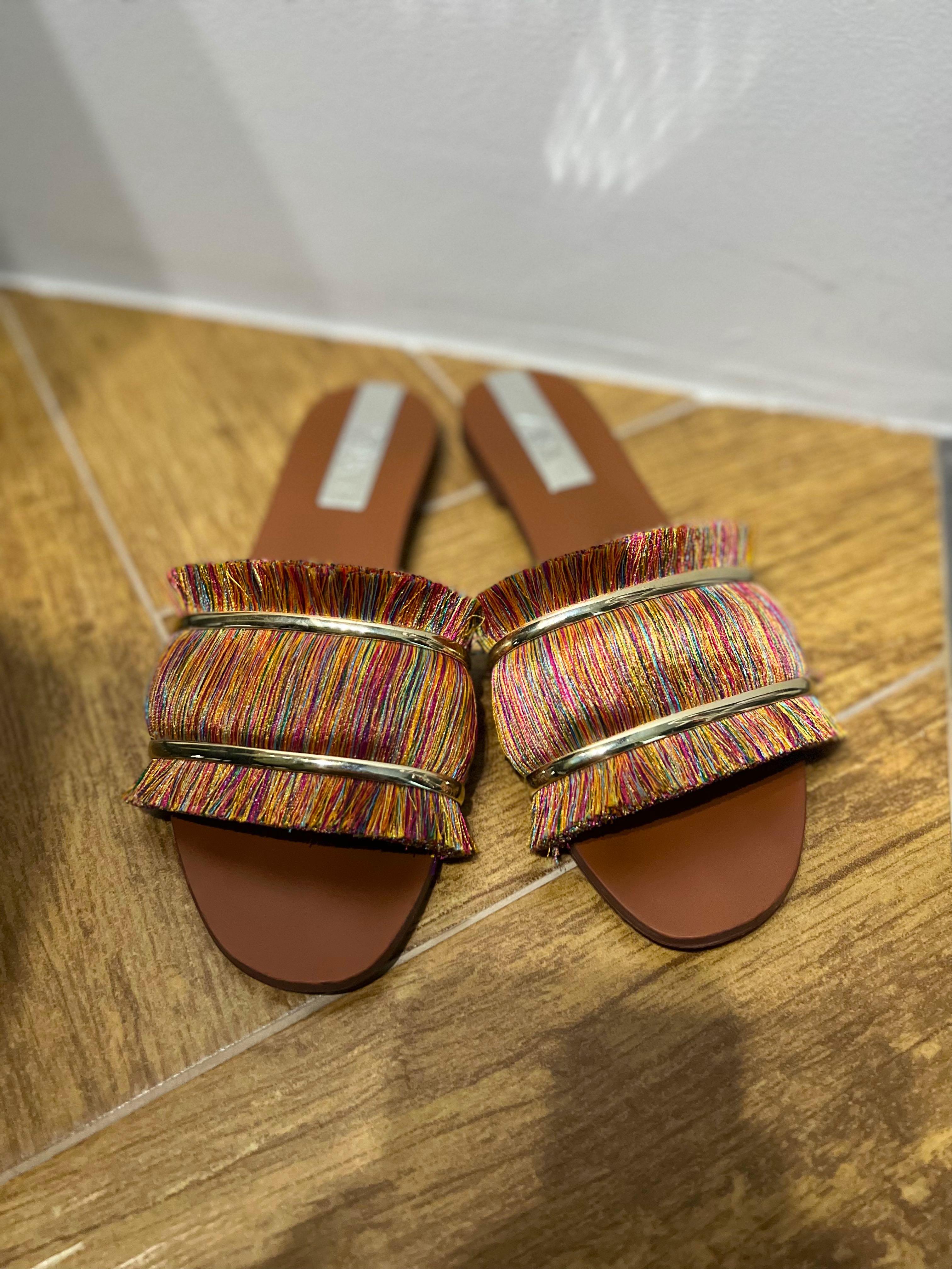 Zara fringe slides 2025