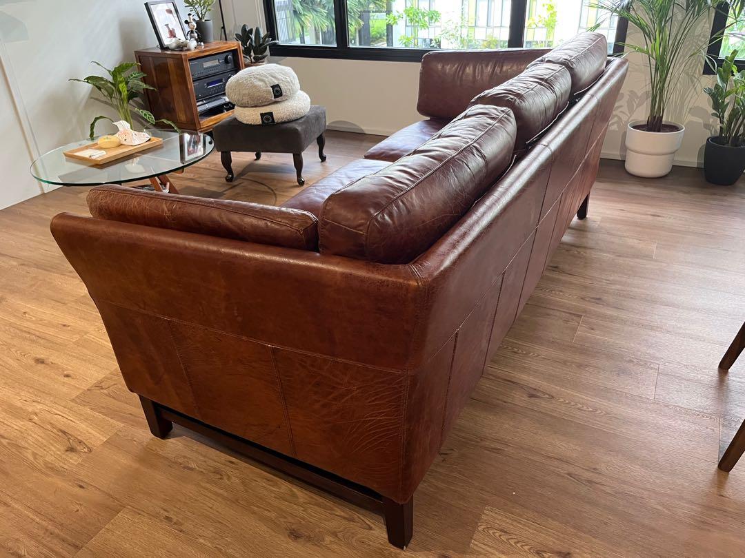 3 Seater Sofa in genuine full leather, Furniture & Home Living