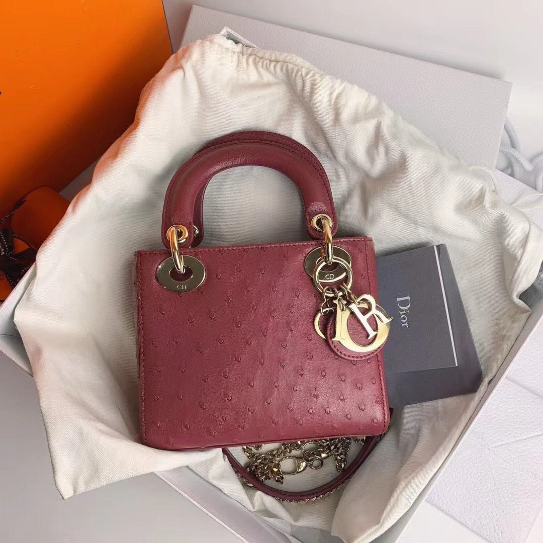 Ostrich handbag Dior Pink in Ostrich - 21366426