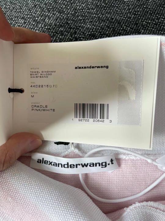 Alexander Wang Towel Gingham Skirt in Cradle Pink & White