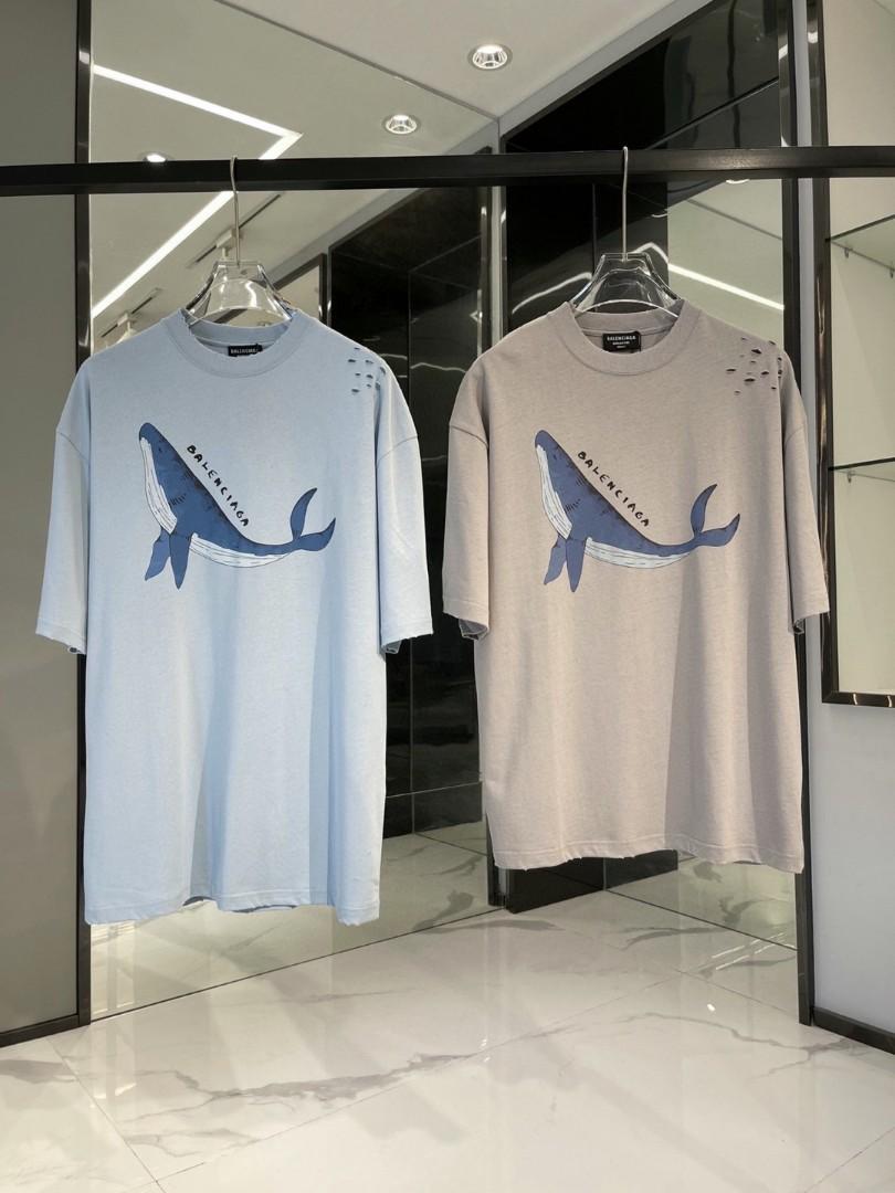 Authentic Balenciaga Dolphin Print Short Sleeve T-Shirt, Luxury