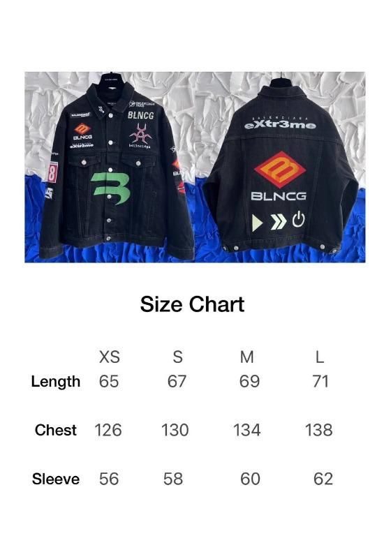 Balenciaga jacket discount size chart