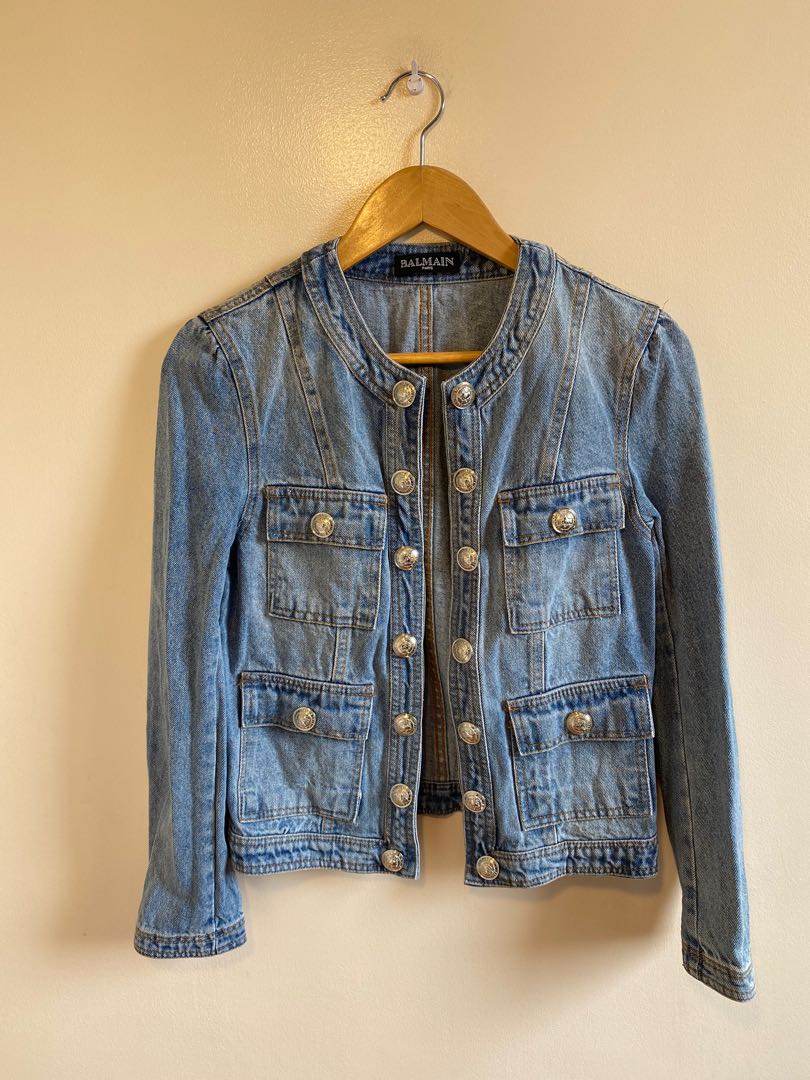 balmain denim jacket womens