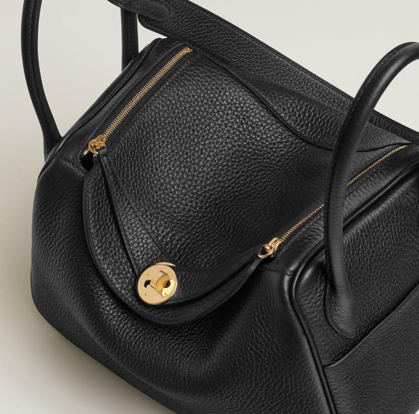 Hermes Lindy 26 TC Black Gold Hardware, 名牌, 手袋及銀包- Carousell