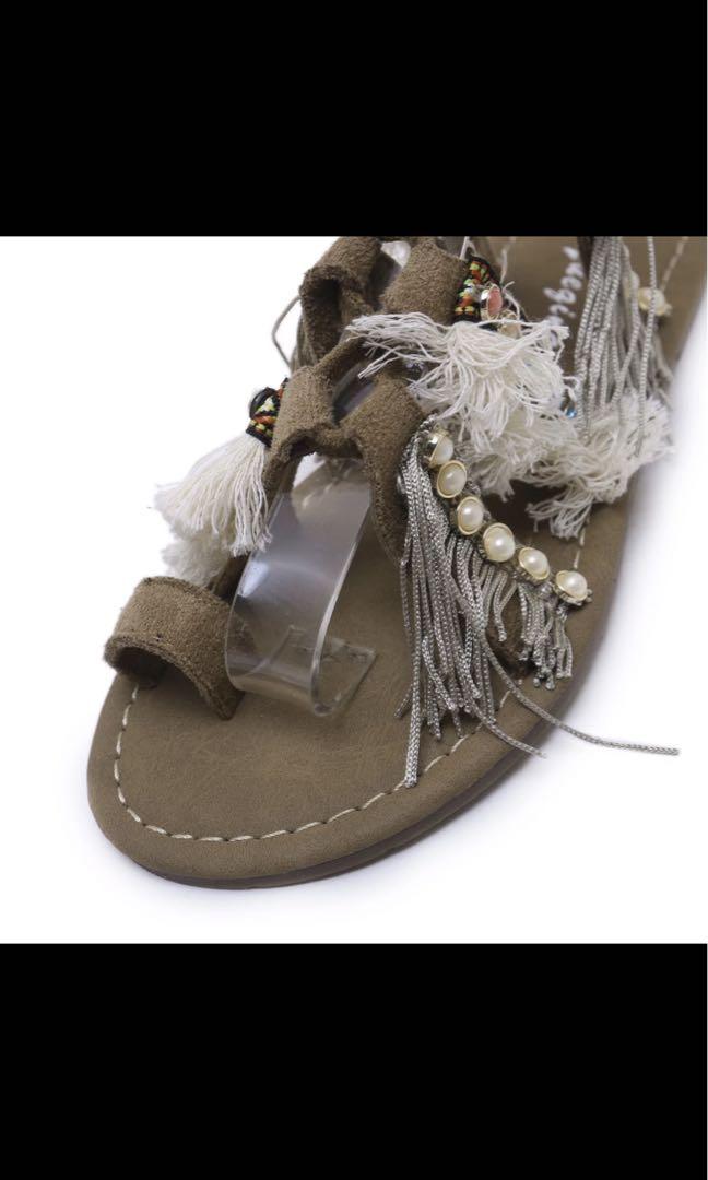 Fringe lace up sandals new arrivals
