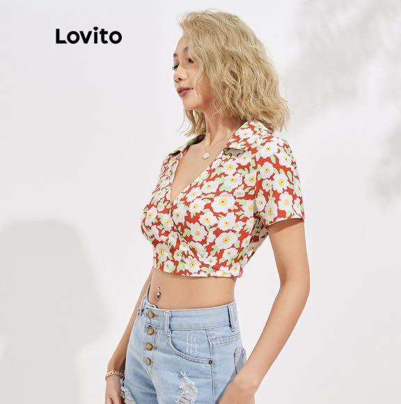 BRAND NEW! Lovito Crop Top Blouse (Category: Blouses) located in San Pedro. Submitted by cammmv (Listing ID 1173252224, Image 2). Description: Authentic Lovito blouse. Wrong size, best fits medium to large. Crop top. XL on tag but fits M-L Super cute but it doesn’t fit me. 😅.