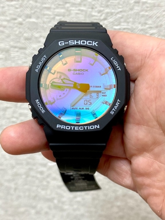 Casio G-Shock GA-2100SR-1A Iridescent Rainbow Color Octagon Bezel 
