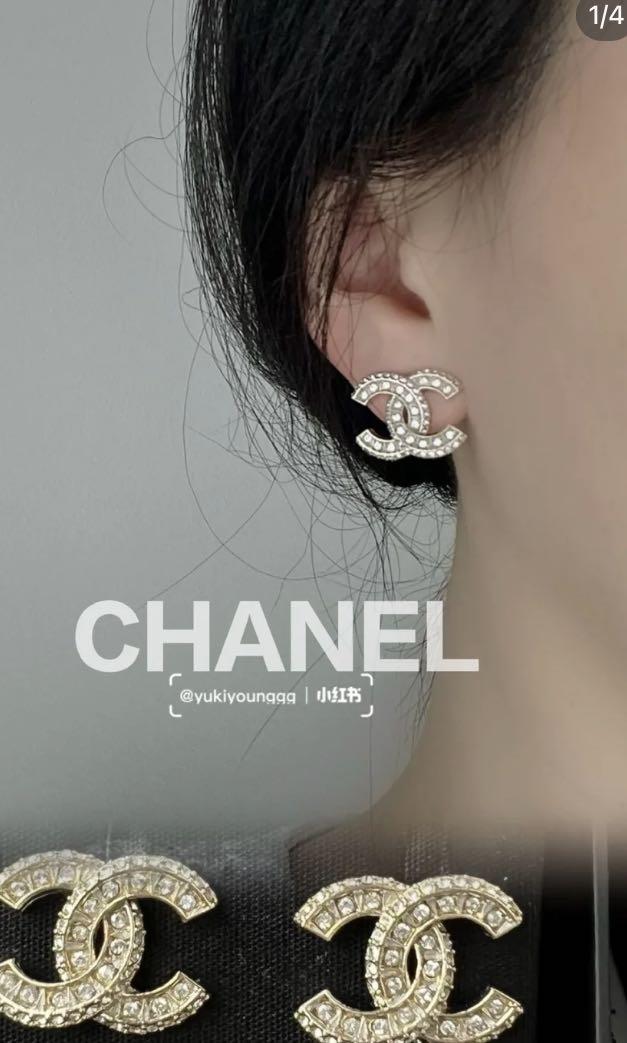 Chanel Classic Earrings Gold, Luxury, Accessories on Carousell