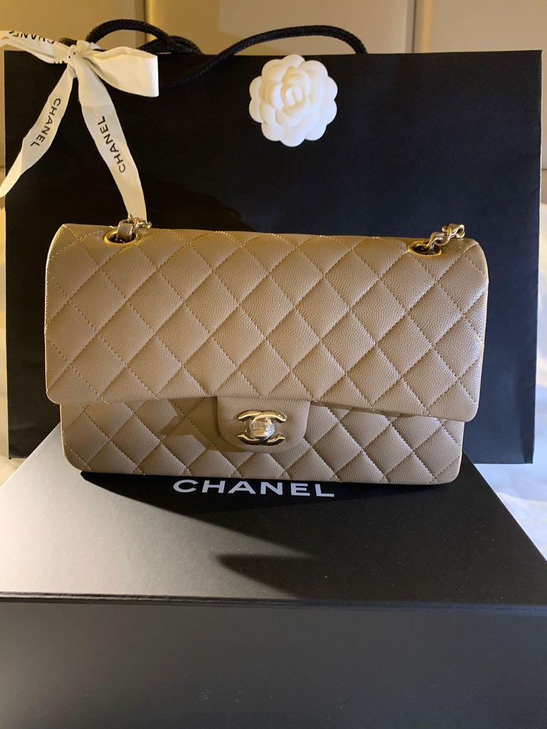 Chanel Classic Small Double Flap, White Caviar Leather with Light Gold  Hardware, Preowned in Box GA001