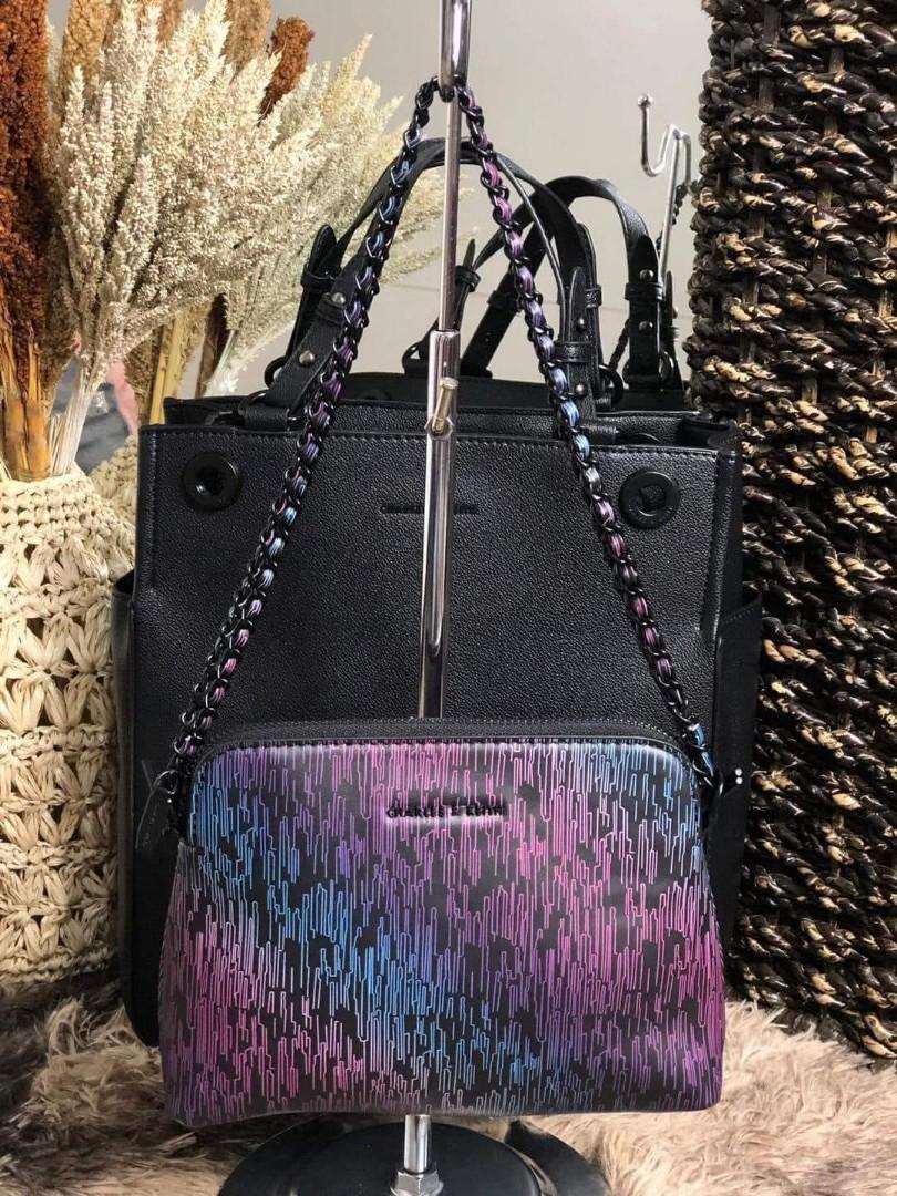 Charles & Keith Spectrum Series, Double Chain Handle Tote Bag, Women's Fashion, Bags & Wallets