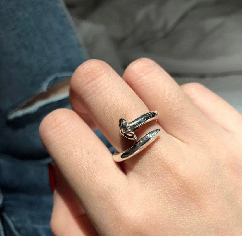 Chrome heart nail ring discount