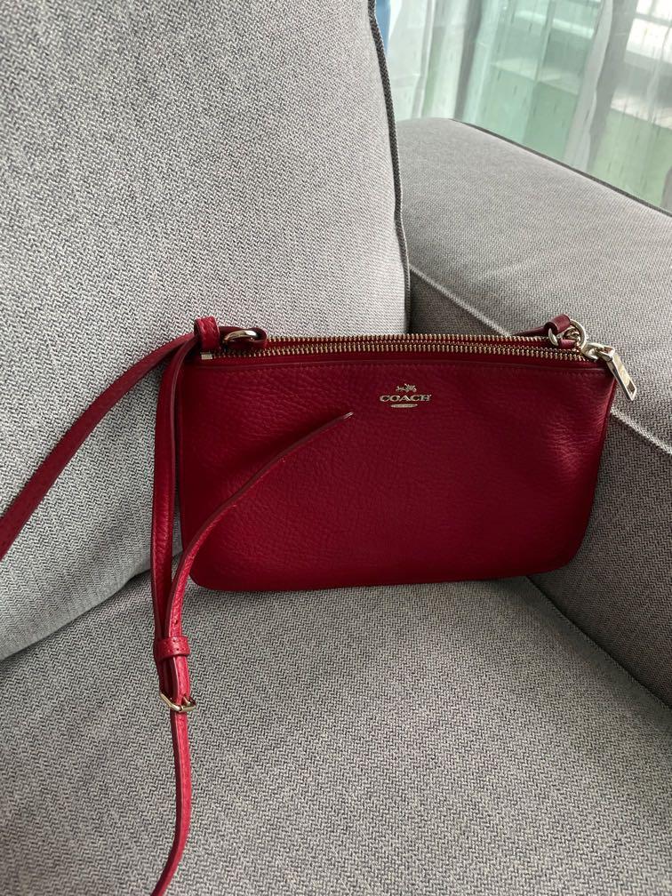 Coach red sling bag sales