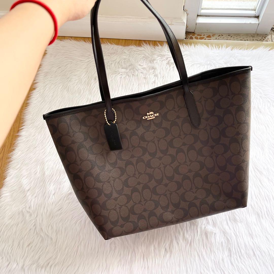 Coach Snap Open Tote in Dark Signature Canvas Luxury Bags