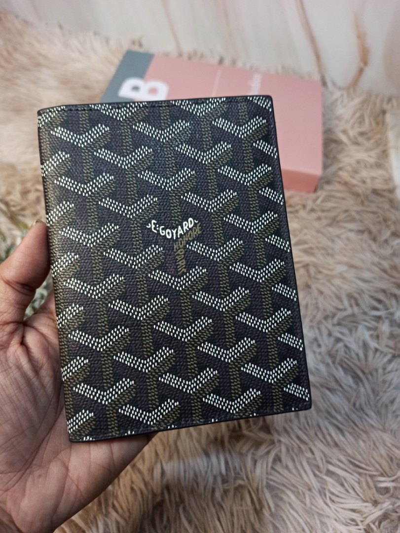 [COD] Goyard Passport Holder Black Classic Herringbone, Men's Fashion