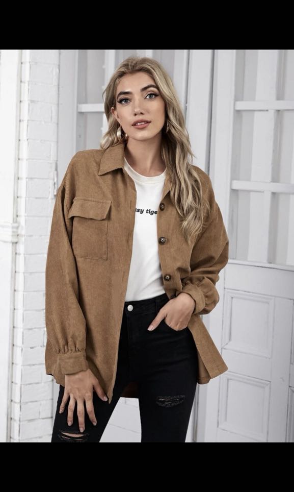 Corduroy Oversized Button Up Tunic 