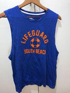 Garage Surf blue lifeguard print muscle sleeveless shirt