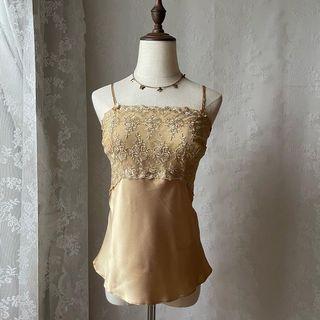Golden satin camisole top