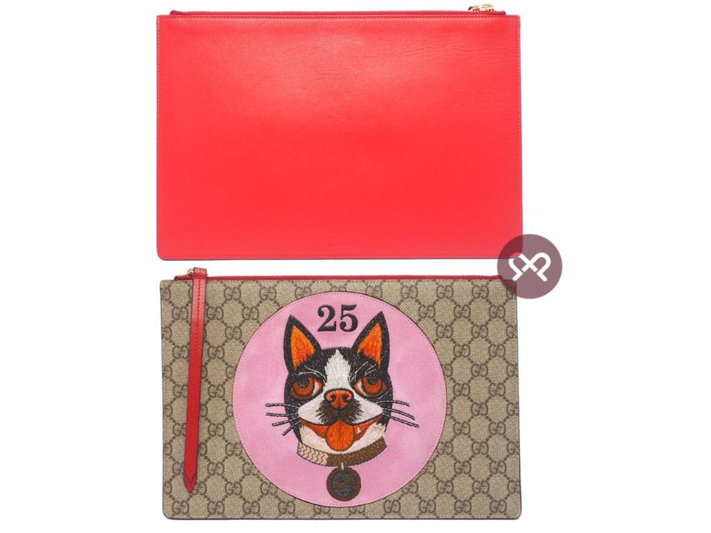 Gucci 506280 Doggie Pink/ Red Multicolor GG Guccissima/ Leather 