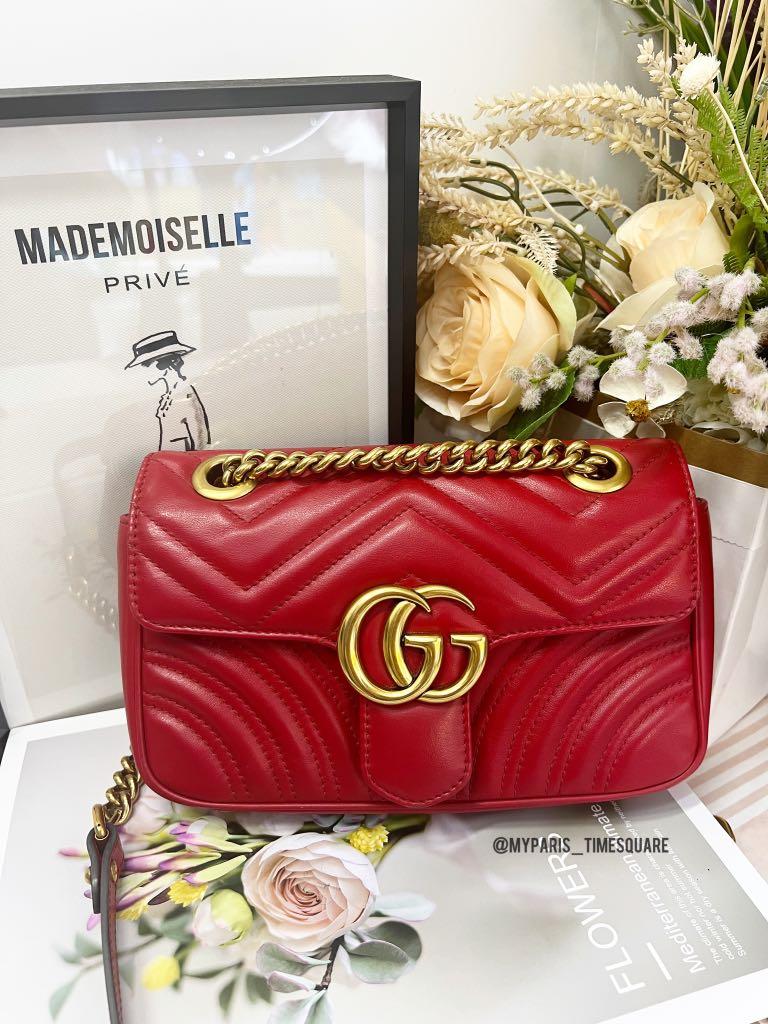 Gg marmont matelasse store mini bag red