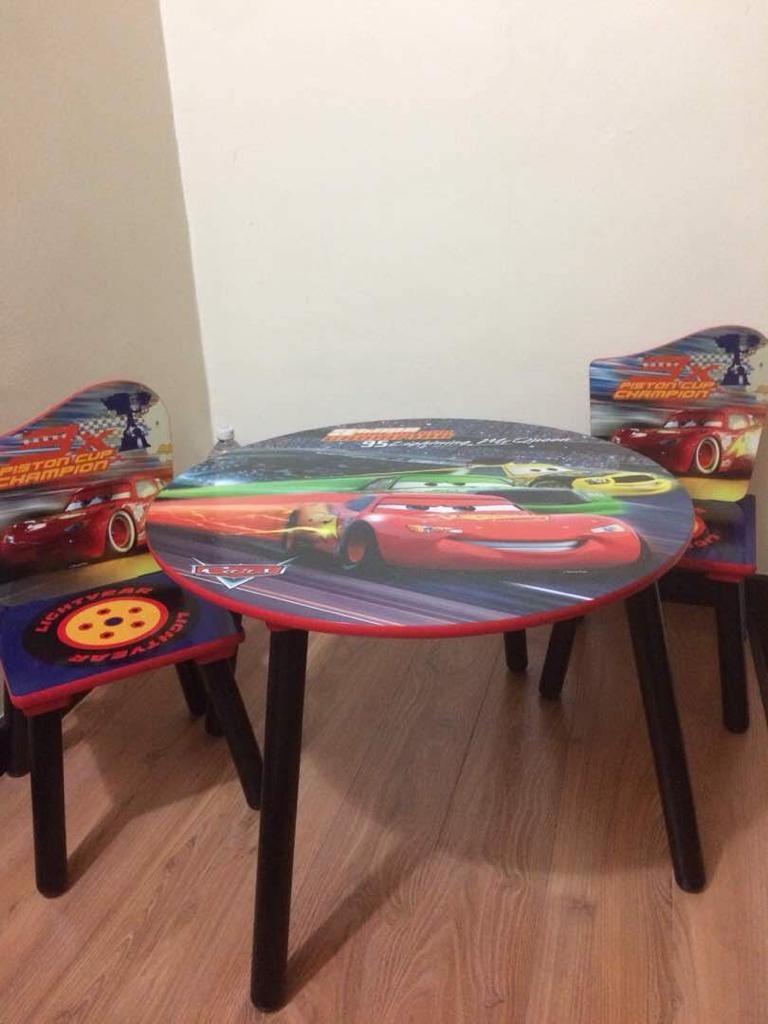 [NEW] Solid Wood Pixar Cars Study Table and Chair Set, Furniture & Home Living, Furniture