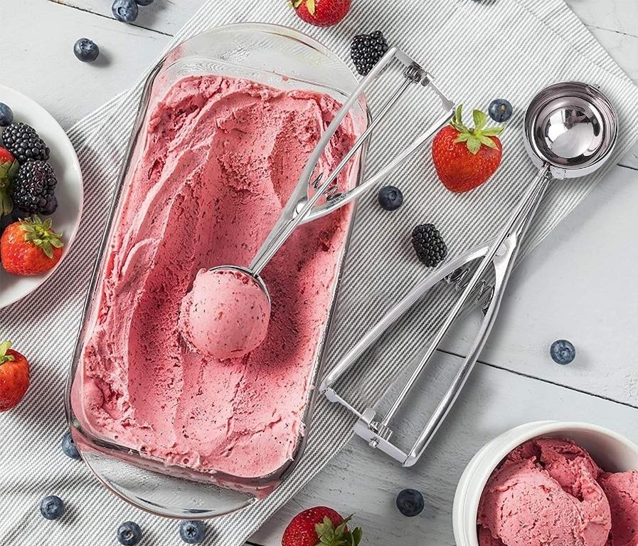 Ice Cream Scoop Stainless Steel with Trigger, Pack of 3 Ice Cream