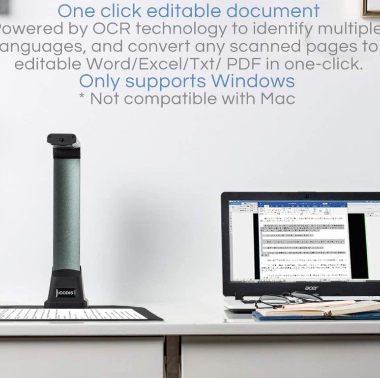 iCODIS Portable Document Camera X1 Scanner (Category: Printers, Scanners & Copiers) located in Marikina City. Submitted by skowshop (Listing ID 1173296196, Image 3). Description: Media Type Paper Scanner Type Document Brand ICODIS Connectivity Technology USB Resolution 300 Sheet Size A4 Light Source Type LED About this item: 📌[Not Compatible with Mac💭] Please kindly note that the document camera is not compatible with Mac OS, it only supports W