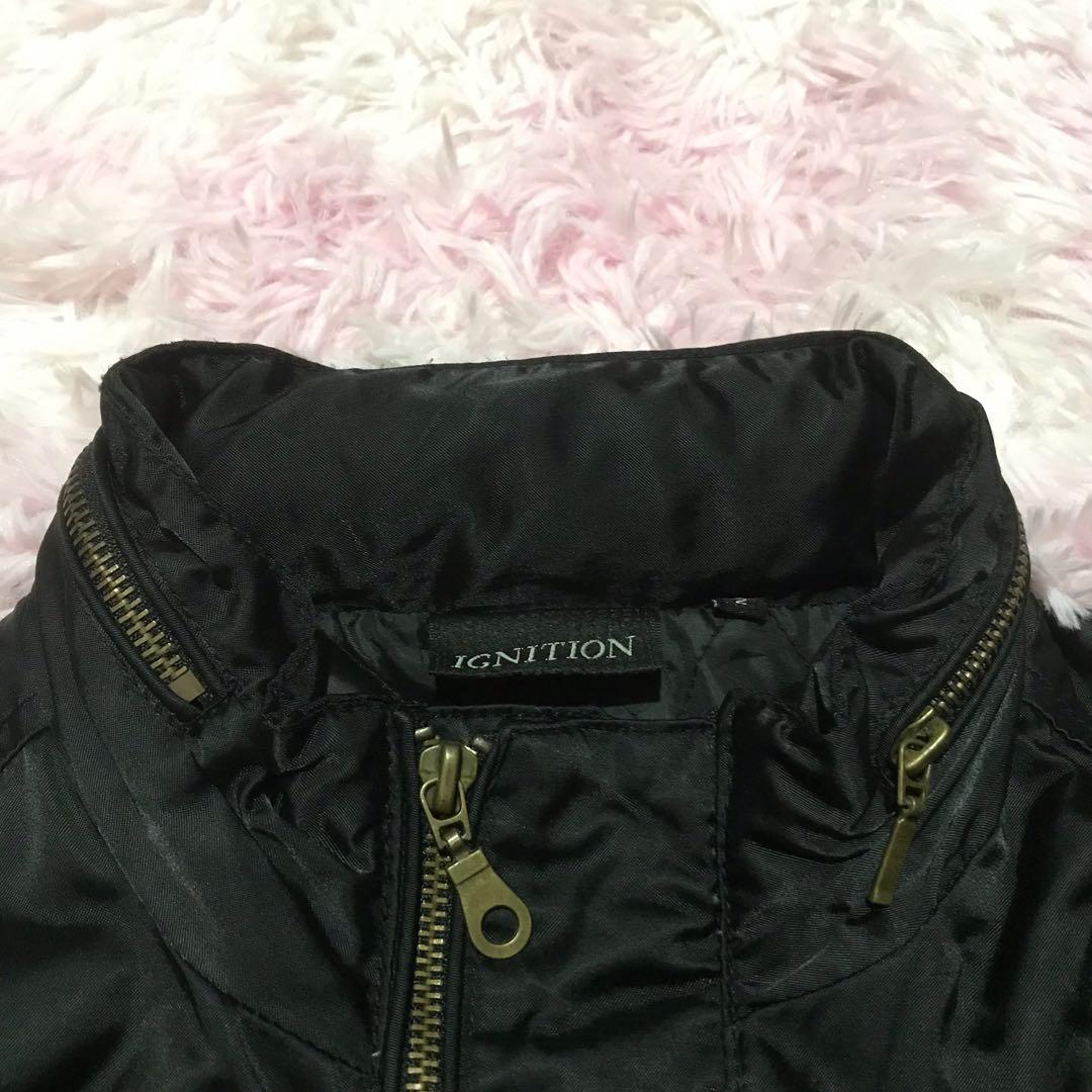 Ignition Black Bomber Jacket with packable hood, Women's Fashion, Coats