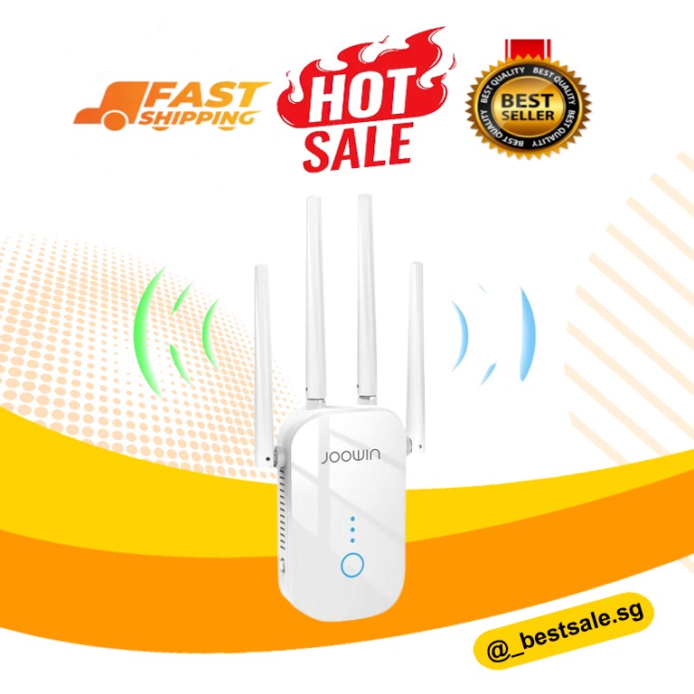 JJ489 JOOWIN WiFi Range Extender 1200Mbps WiFi Extender 2.4GHz 5.8GHz Dual Band Wireless Signal Booster WiFi Repeater with External Antennas