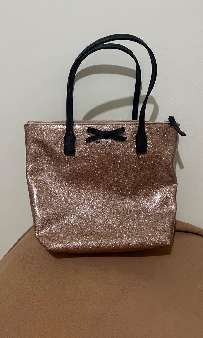 Kate spade rose gold online glitter tote