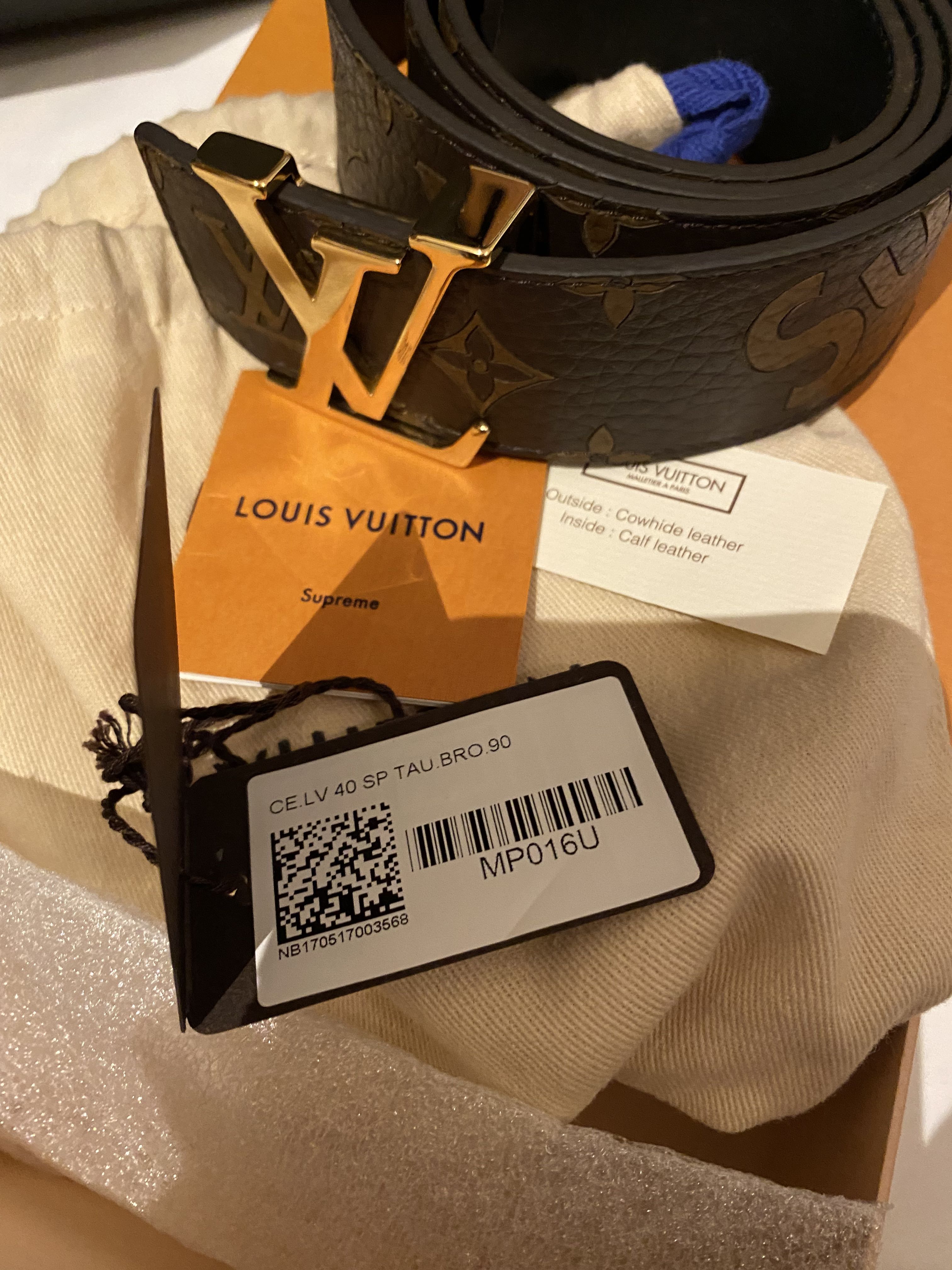 Louis Vuitton X Supreme Edition Limitée Ceinture en cuir épi (Taille 80/32)