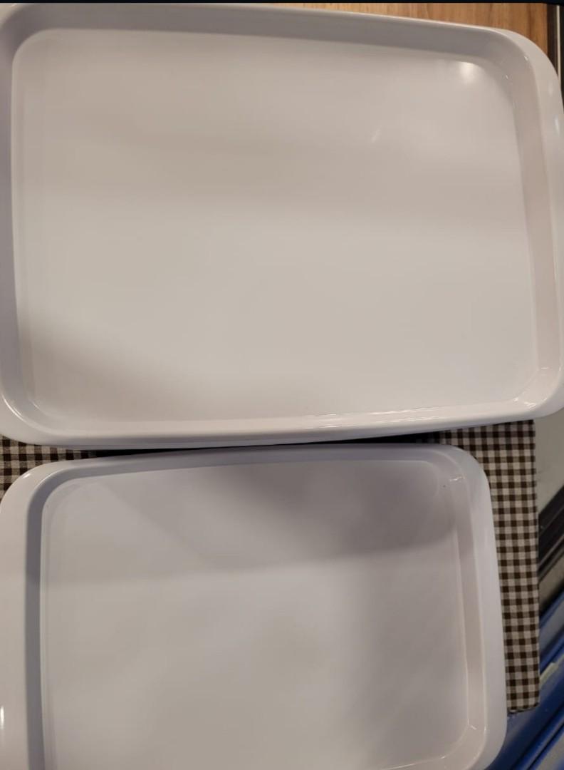 95pcs Melamie Rectangular Tray (solid) (Category: Other Kitchen Appliances) located in Kuala Lumpur. Submitted by cafeitems (Listing ID 1173280363, Image 2). Description: Hotel, Cafe, Bakery, Home Food tray. Premium SOLID Quality. Conditions :9.9/10 Easy to clear and wipe Washable. Solid Tray for selling low price Take All 95pcs RM1,425 (each RM15) Ala-carte buying 1pc RM20. 00 size:44.5cm x 32.5cm x 23cm First pay First Serve (While Stocks Last)