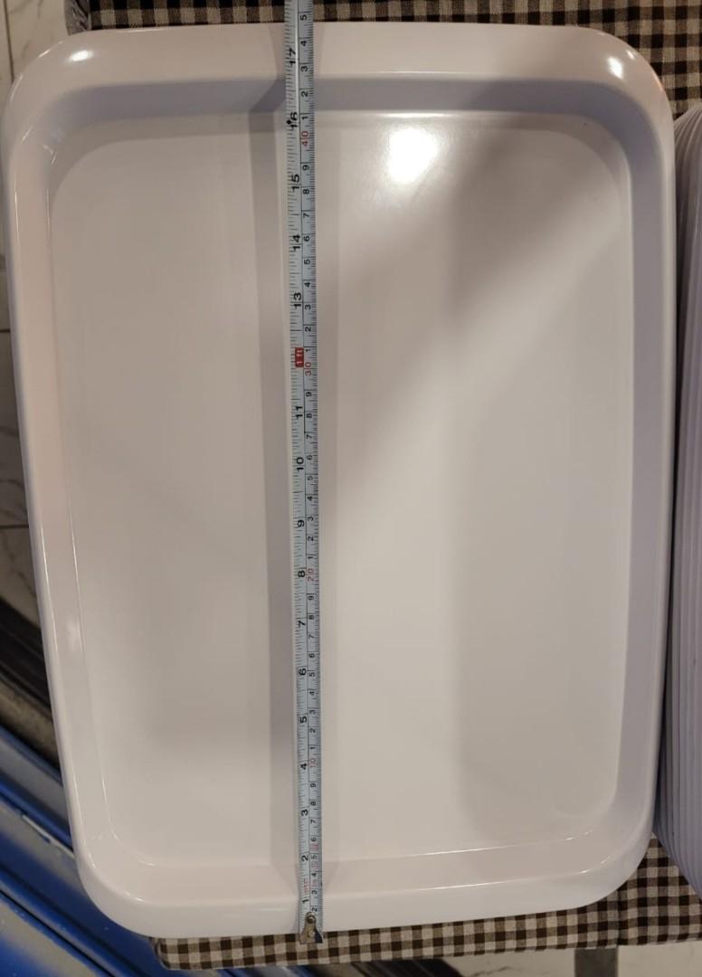 95pcs Melamie Rectangular Tray (solid) (Category: Other Kitchen Appliances) located in Kuala Lumpur. Submitted by cafeitems (Listing ID 1173280363, Image 3). Description: Hotel, Cafe, Bakery, Home Food tray. Premium SOLID Quality. Conditions :9.9/10 Easy to clear and wipe Washable. Solid Tray for selling low price Take All 95pcs RM1,425 (each RM15) Ala-carte buying 1pc RM20. 00 size:44.5cm x 32.5cm x 23cm First pay First Serve (While Stocks Last)
