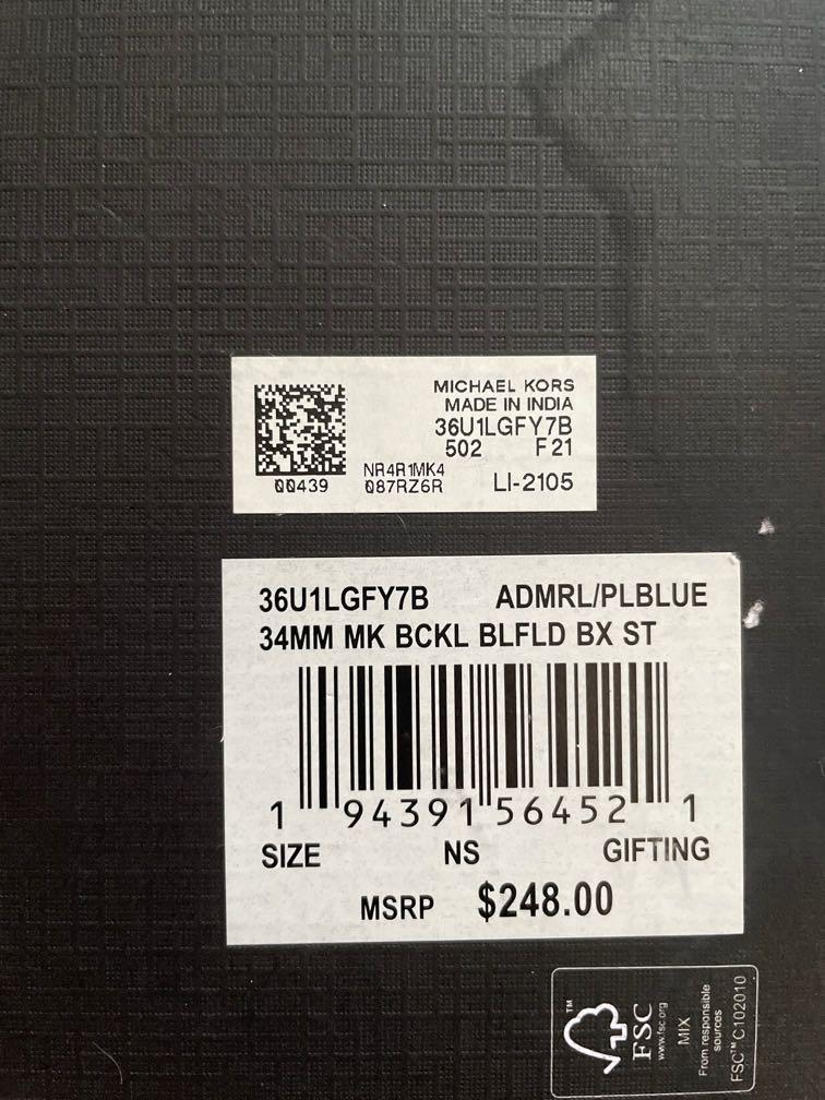 Michael Kors 36U1LGFY7B Men's Belt Wallet Gift Set Admrl/Plblue MK Leather  