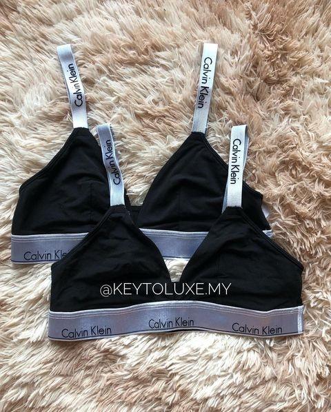 Calvin Klein Modern Cotton Metallic Bralette & Thong Set