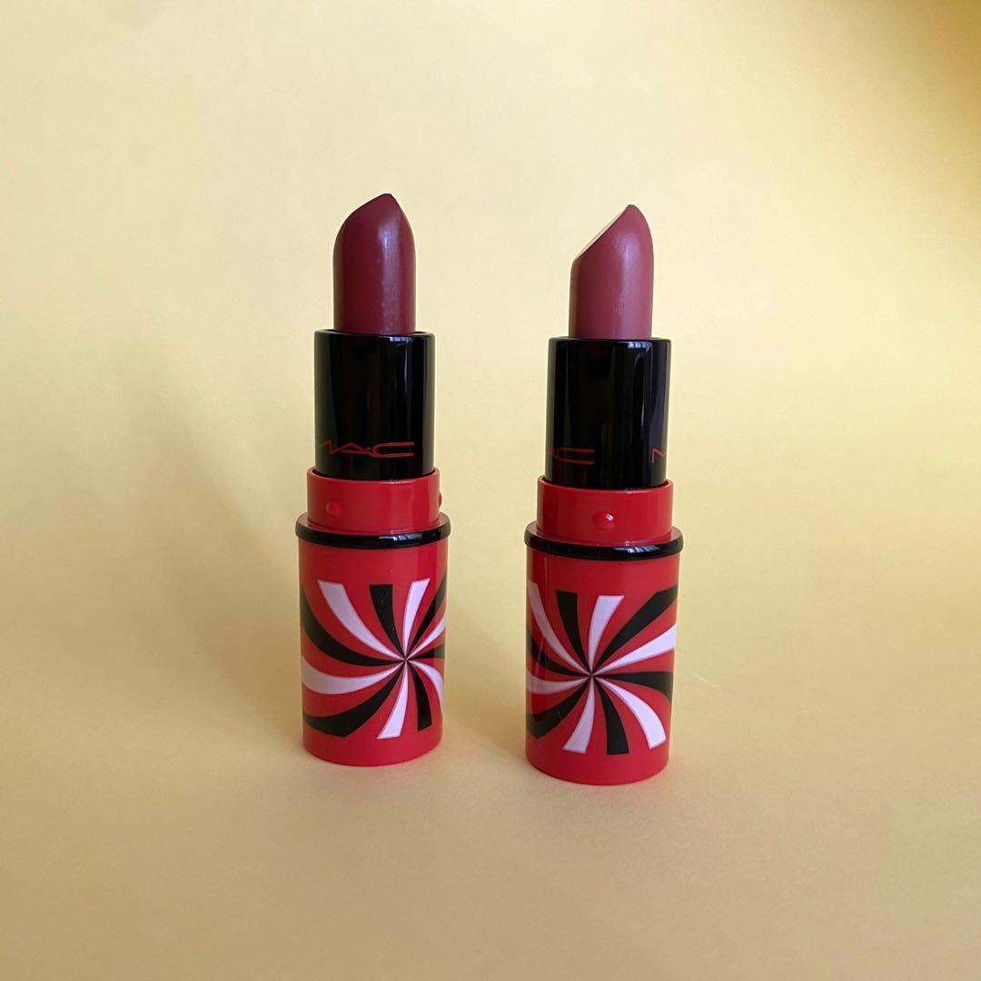 NEW! MAC Mini Lipsticks (Holiday 2021) 2PCS (Category: Makeup) located in Makati City. Submitted by n444t (Listing ID 1173231043, Image 2). Description: RFS: Not my colors. NEW. Never used. 2PCS only cause I used the other one. SHADES: — Sleight of Grand — Awe-Spicious Get Both for ₱550 Other MAC products also available in my profile :) .