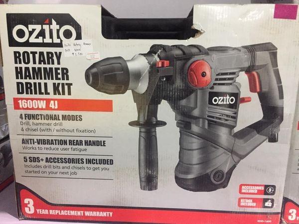 Ozito 1600w sds+ 4j rotary hammer drill kit outlet