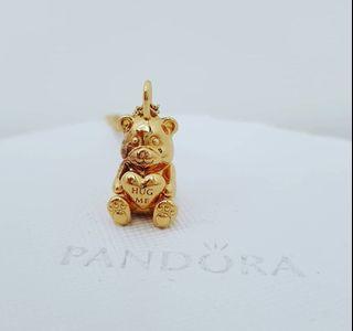 PANDORA GOLD SHINE HUG ME TEDDY BEAR
