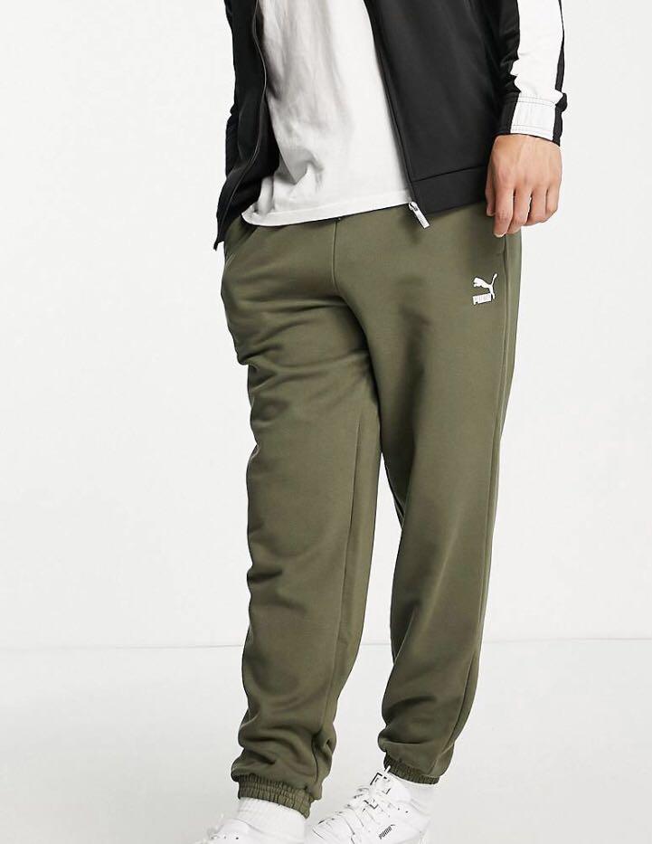 Puma joggers relaxed tapered fit. Green khaki