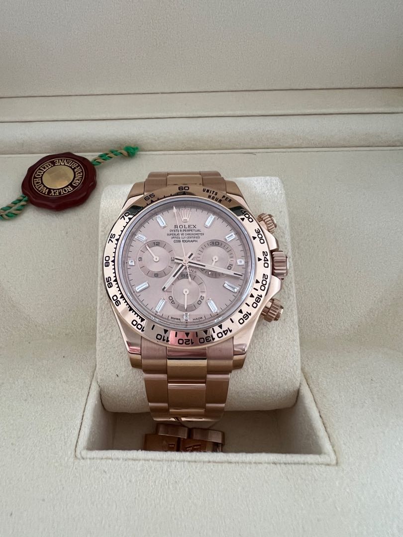 Rose gold 2025 daytona baguette diamonds