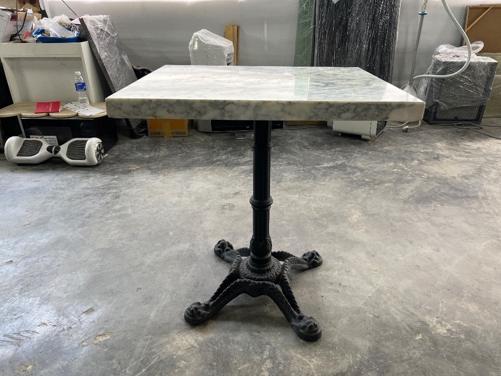 [S] Marble Top Square Table with Steel Leg / Meja Marble Top Square