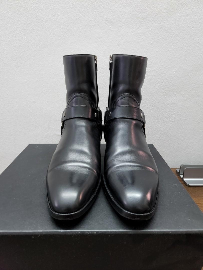 Saint Laurent Wyatt Harness 40mm Black Leather Boot Men s Fashion