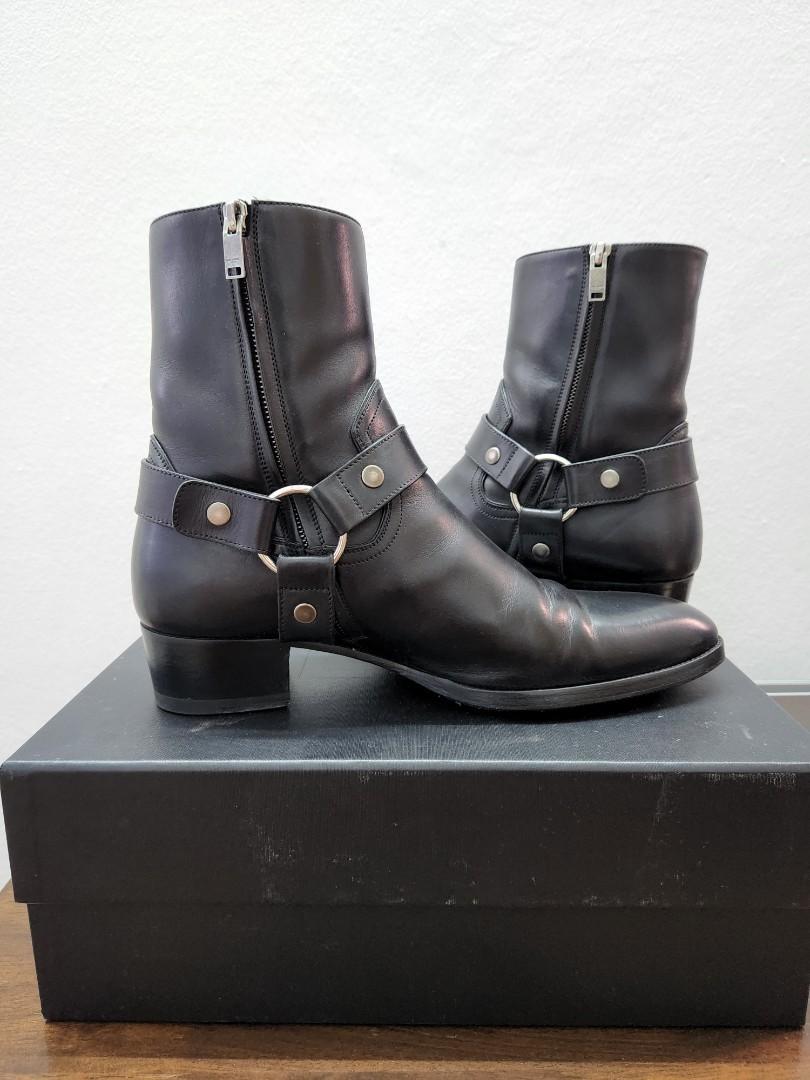 Saint Laurent Wyatt Harness 40mm Black Leather Boot