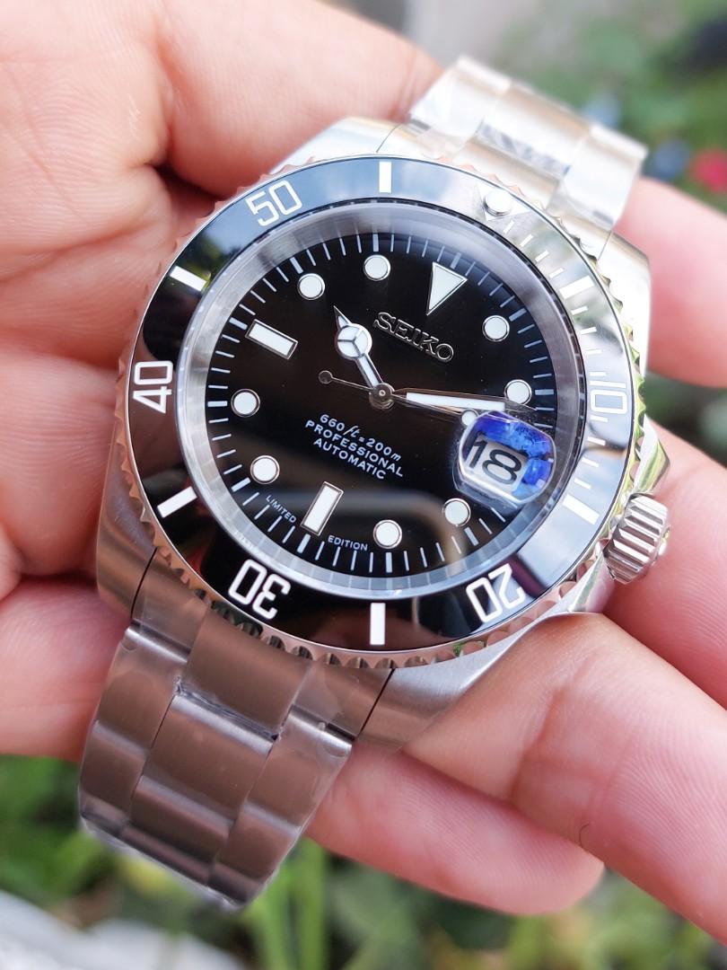 SeikoLex Custom Build BLACK SUBMARINER HOMAGE Automatic Watch Men s Fashion Watches Accessories Watches on Carousell