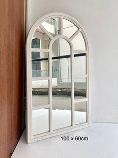 Shabby chic white French wooden window mirror