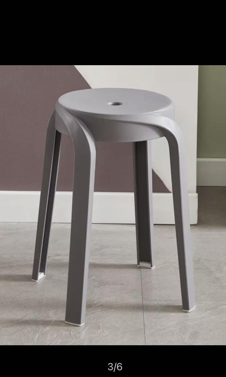 Stackable plastic stool chair grey, Furniture & Home Living, Furniture