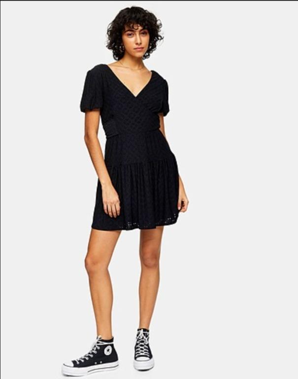 Topshop black new arrivals broderie dress