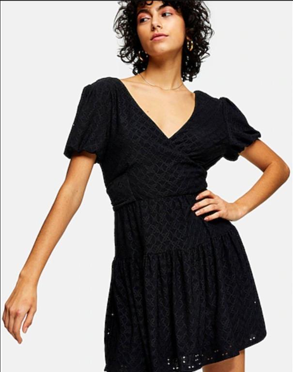 Topshop black broderie dress cheap