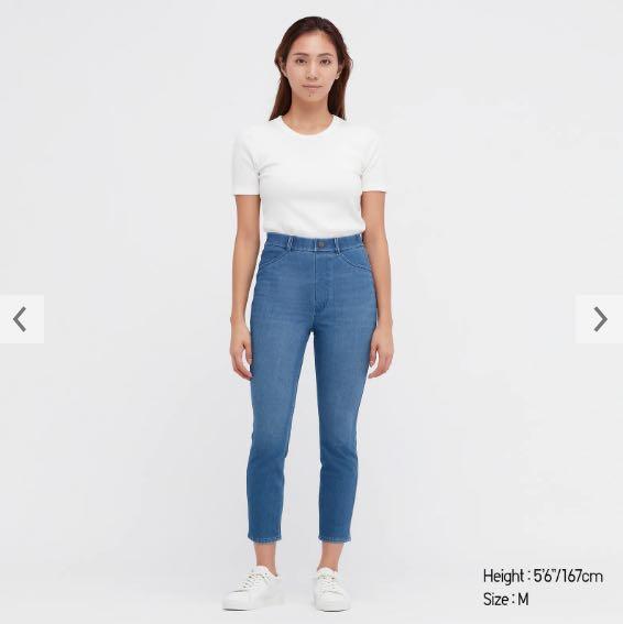 Uniqlo Ultra Stretch Cropped Leggings Pants White, Women's Fashion,  Bottoms, Jeans & Leggings on Carousell
