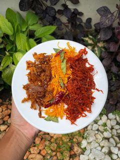 vietnam dried meat (chicken, beef, squid) jerky snacks with herbs