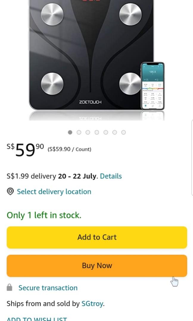 ZOETOUCH Body Fat Scale with iOS and Android App, Smart BMI Scale